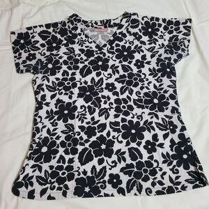 Floral Black and White Women's Top